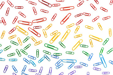 Background of paperclips in rainbow colors