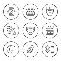 Set round line icons of diaper