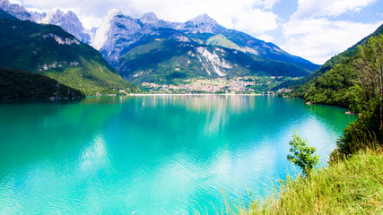 Fototapeta na wymiar Molveno Lake in Italy