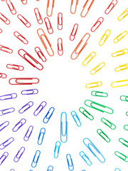 Radial Background of paperclips in rainbow colors