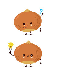 Cute happy hazelnut with question mark