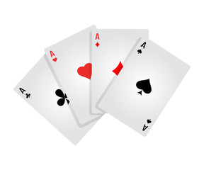 Four aces flat vector illustration