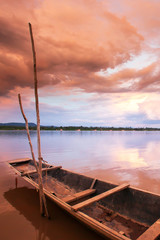 Dramatic sunset sky over the Mekong River.