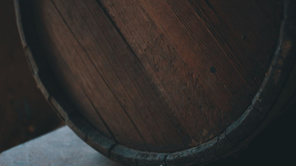 Old barrel background, cask close up