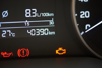 Error signs on car dashboard
