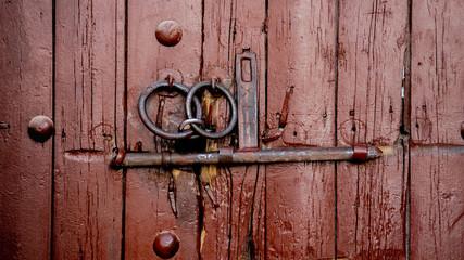 Brown door in the old town of Marrakesh