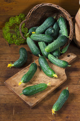 Cucumbers in basket on the table...