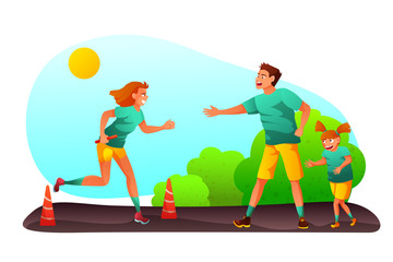 Family competition event vector illustration