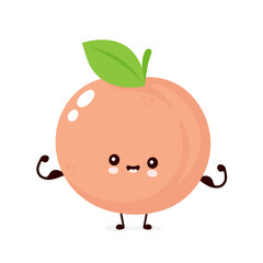 Cute happy smiling peach. Vector 