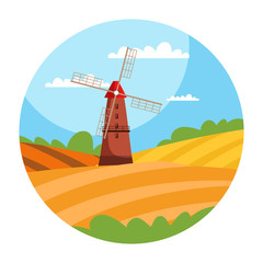 Farmland field landscape illustration