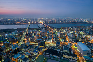 Top view cityscape of Osaka,Japan