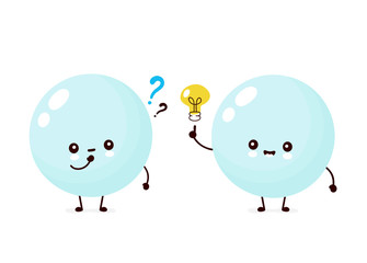 Cute happy soap bubble set with question mark