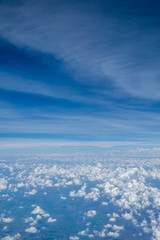 Fototapeta na wymiar View of blue sky with cloud from airplane for background