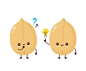 Cute happy peanut with question mark 