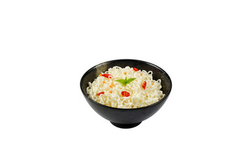 Bowl of instant noodles isolated on white background