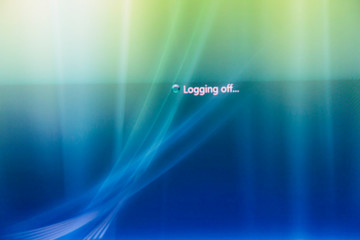 Computer screen showing the logging off message