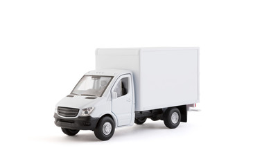 Cargo delivery truck on white background with clipping path