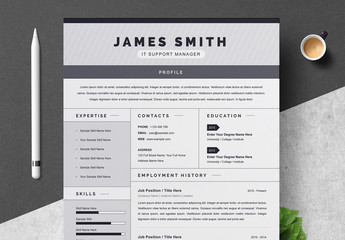 Resume Layout Set with Gray Elements