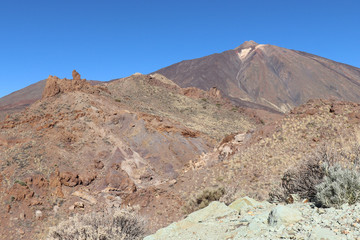 Mount Teide with a blue winter sky in Tenerife, Spain
