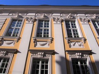 Music School Building (Velthusen's Palace) in Szczecin Poland, classical architecture, white yellow...