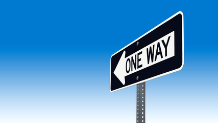 One Way Street Sign with Blue Background