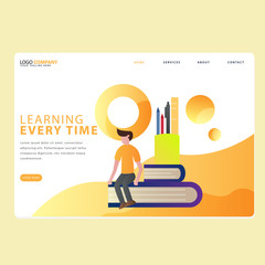 Set Of Learning Book Landing page template of Online education. Modern flat design concept of web page design for website . Easy to edit and customize. Vector illustration.