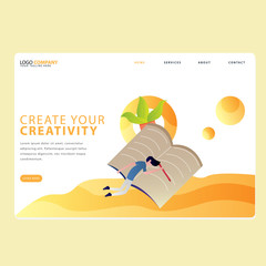 Set Of Learning Book Landing page template of Online education. Modern flat design concept of web page design for website . Easy to edit and customize. Vector illustration.