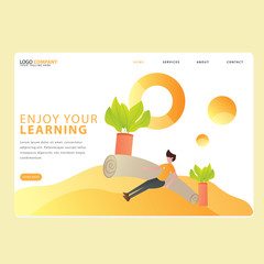 Set Of Learning Book Landing page template of Online education. Modern flat design concept of web page design for website . Easy to edit and customize. Vector illustration.