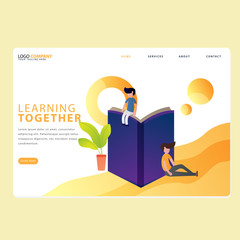 Set Of Learning Book Landing page template of Online education. Modern flat design concept of web page design for website . Easy to edit and customize. Vector illustration.