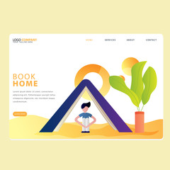 Set Of Learning Book Landing page template of Online education. Modern flat design concept of web page design for website . Easy to edit and customize. Vector illustration.