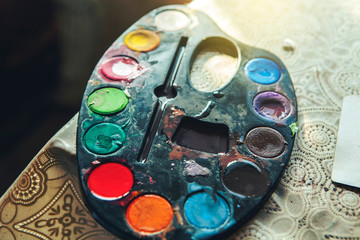 Colorful watercolor tablet