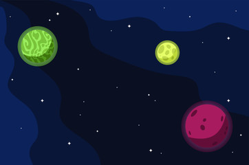 Obraz na płótnie Canvas Three colorful planets in the dark space