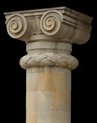 Elements of architectural decorations of buildings, columns and capitals, gypsum moldings, wall textures and patterns. On the streets in Georgia, public places.