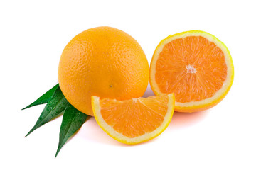 Cut oranges isolated on white