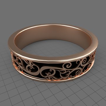 Patterned copper wedding ring