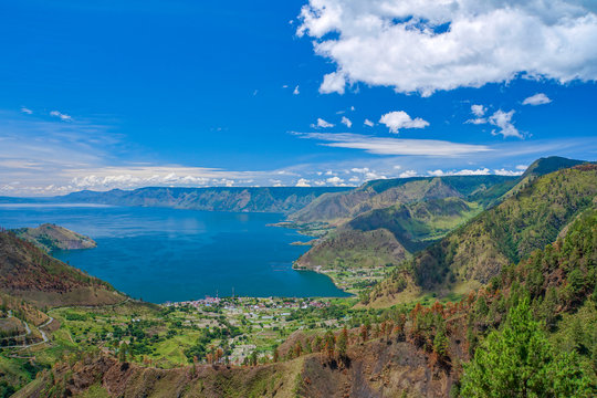 Beautiful view of Danau Toba or Lake Toba at Sumatera Utara, Indonesia