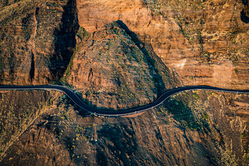 Road in the mountains with the beautiful sunset view.