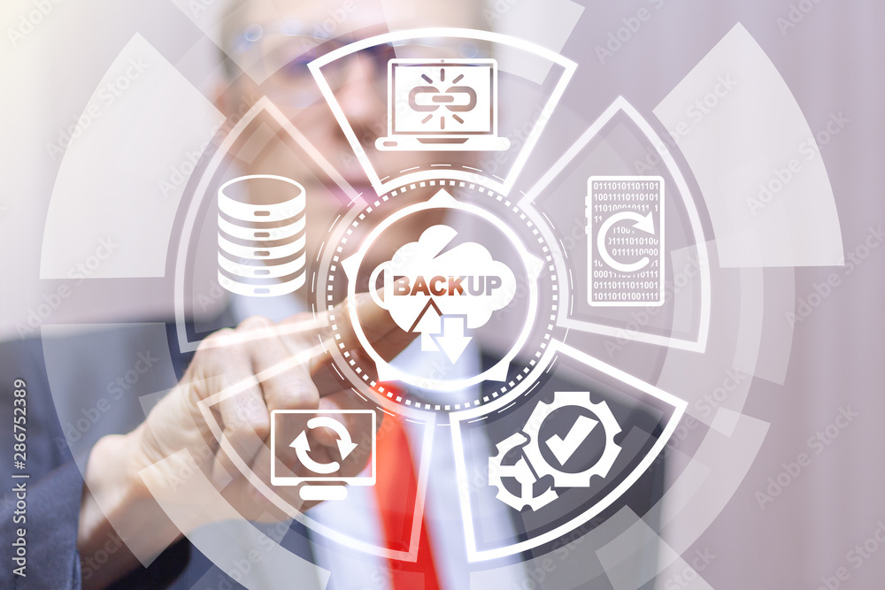 Poster backup data storage web cloud technology.