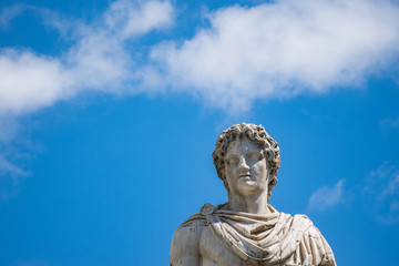 Fototapeta na wymiar The statue of Polluce that adorns the Piazza del Campidoglio in Rome, Senatorial Palace