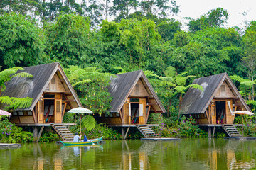 Small houses with terrace by the lake in Lembang, Indonesia