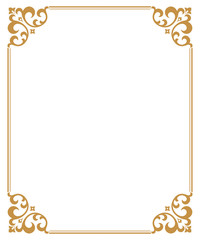 Decorative frame Elegant vector element for design in Eastern style, place for text. Floral golden border. Lace illustration for invitations and greeting cards.