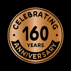 160 years anniversary logo design template. One hundred and sixty years logtype. Vector and illustration.