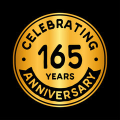 165 years anniversary logo design template. One hundred and sixty-five years logtype. Vector and illustration.