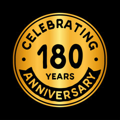 180 years anniversary logo design template. One hundred and eighty years logtype. Vector and illustration.