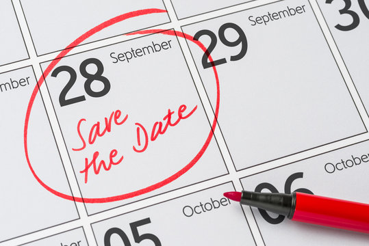 Save the Date written on a calendar - September 28