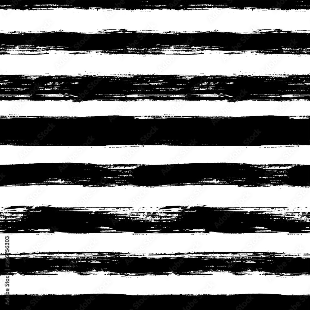 Wall mural vector seamless pattern with scribbles stripes. ink brush texture. simple monochrome background.