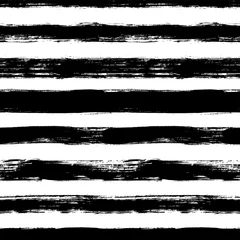 Fototapete Horizontale Streifen Vektornahtloses Muster mit Gekritzelstreifen. Tinte Pinsel Textur. Einfacher monochromer Hintergrund.
