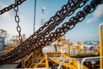 Close up view of anchor chain