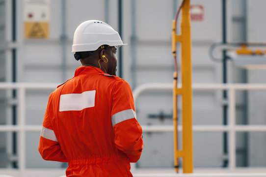 Back view of employee in FPSO vessel