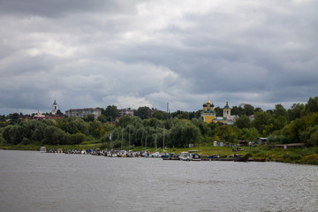 View from the Oka river on the city of Murom Vladimir region Russia cloudy summer day